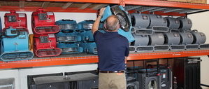 Water damage Angelton technician prepping air movers