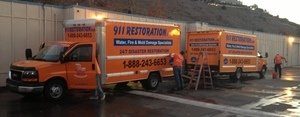 Water Damage and Mold Removal Semi-Trucks At Headquarters