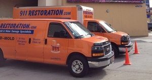 Water Damage and Mold Removal Vehicles At Headquarters
